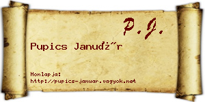 Pupics Január névjegykártya